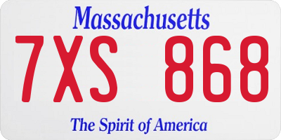 MA license plate 7XS868