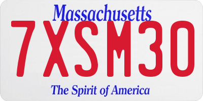 MA license plate 7XSM30