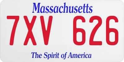 MA license plate 7XV626
