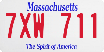 MA license plate 7XW711