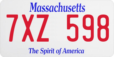 MA license plate 7XZ598