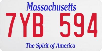 MA license plate 7YB594