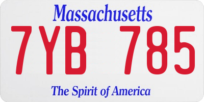 MA license plate 7YB785