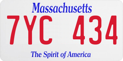 MA license plate 7YC434