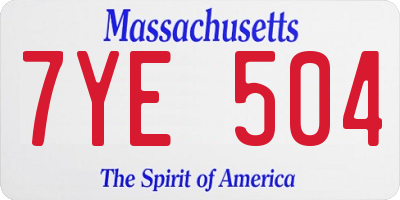 MA license plate 7YE504