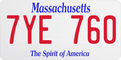 MA license plate 7YE760