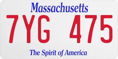 MA license plate 7YG475