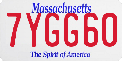 MA license plate 7YGG60