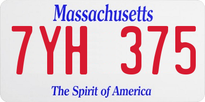 MA license plate 7YH375