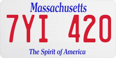 MA license plate 7YI420