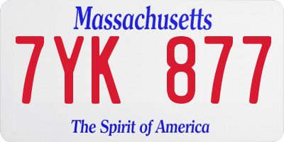 MA license plate 7YK877