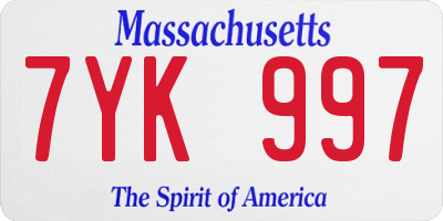 MA license plate 7YK997