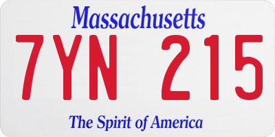MA license plate 7YN215