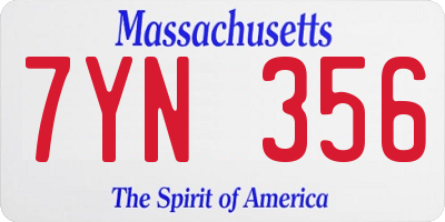 MA license plate 7YN356