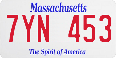 MA license plate 7YN453