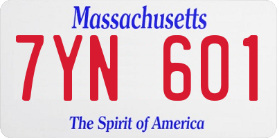 MA license plate 7YN601