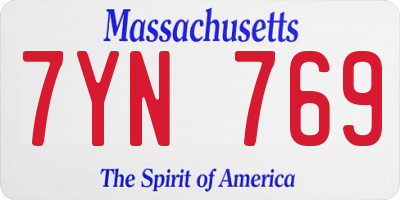 MA license plate 7YN769