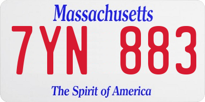 MA license plate 7YN883