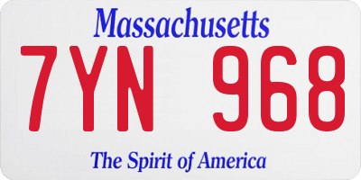 MA license plate 7YN968