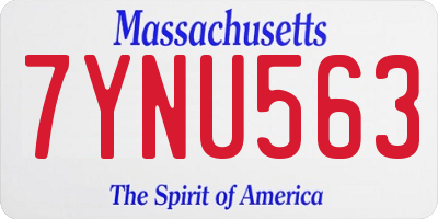 MA license plate 7YNU563