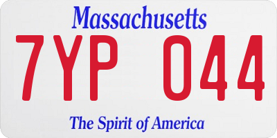 MA license plate 7YP044