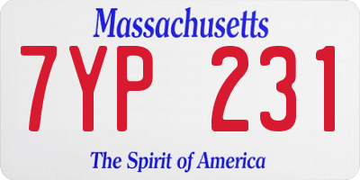 MA license plate 7YP231