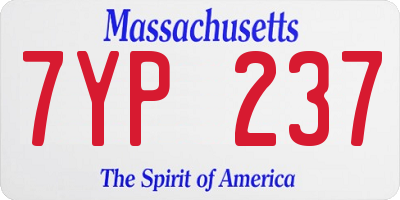 MA license plate 7YP237