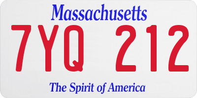 MA license plate 7YQ212