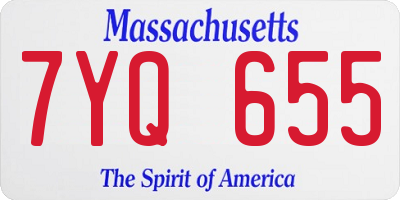 MA license plate 7YQ655