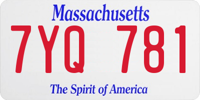 MA license plate 7YQ781