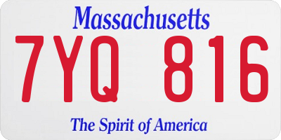 MA license plate 7YQ816