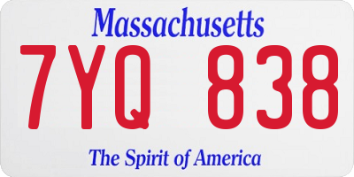 MA license plate 7YQ838