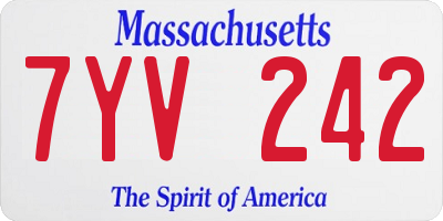 MA license plate 7YV242