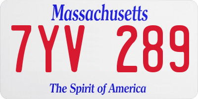 MA license plate 7YV289