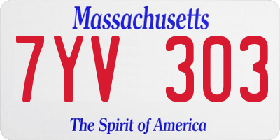 MA license plate 7YV303