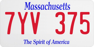MA license plate 7YV375