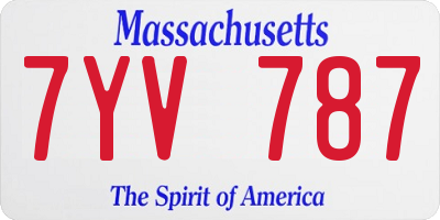 MA license plate 7YV787