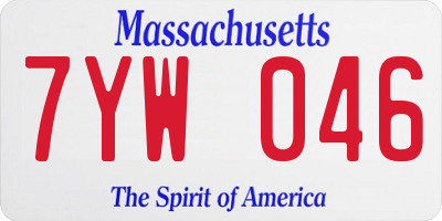 MA license plate 7YW046