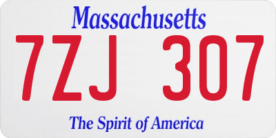 MA license plate 7ZJ307