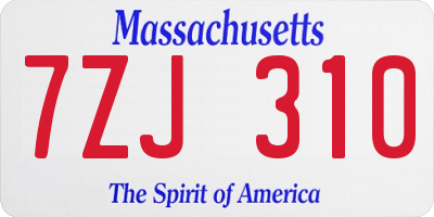 MA license plate 7ZJ310