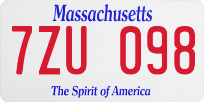 MA license plate 7ZU098