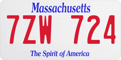 MA license plate 7ZW724
