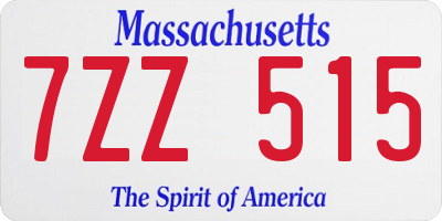 MA license plate 7ZZ515