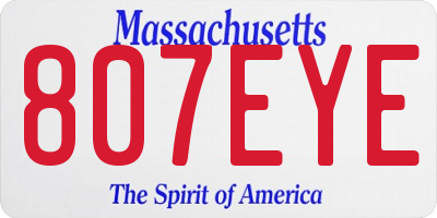 MA license plate 807EYE