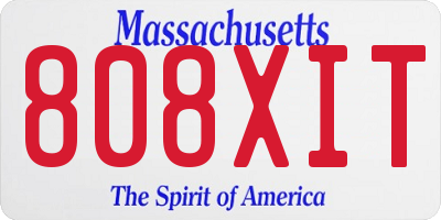 MA license plate 808XIT