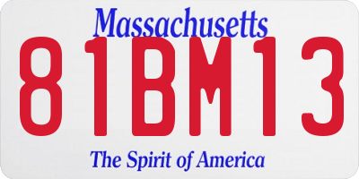 MA license plate 81BM13