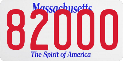 MA license plate 82000