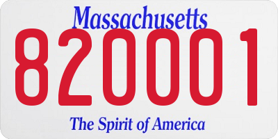 MA license plate 820001
