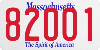 MA license plate 82001