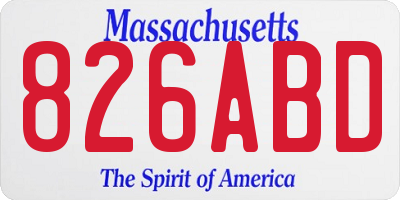 MA license plate 826ABD